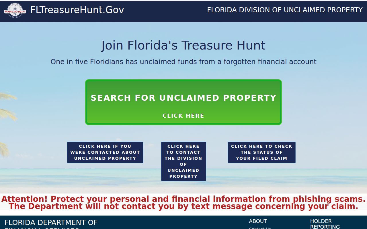 Florida Treasure Hunt official name search used for an Estero resident lookup