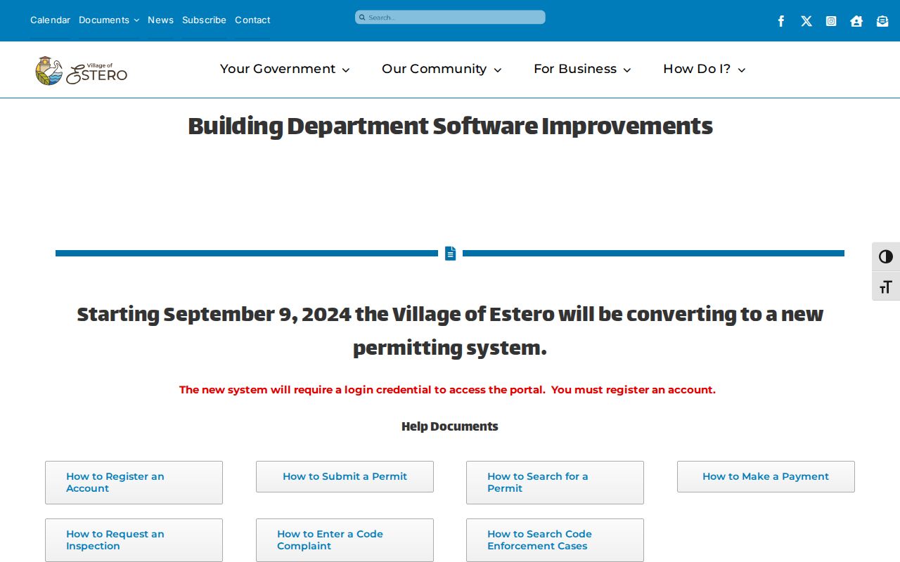 Estero street directory permit and code search guidance