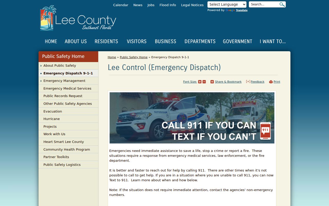 Estero street directory Lee County E911 program