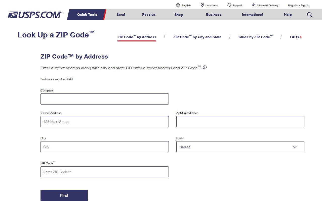 USPS address lookup for verifying an Estero ZIP code